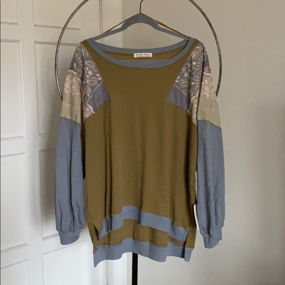 Free People Feelin It Embroidered Shirt Top